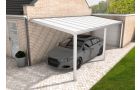 Aluminium aanbouwcarport Velvetline wit (RAL9010) - Polycarbonaat dak - 400x700 cm