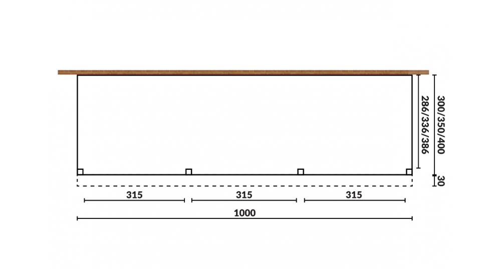 Aanbouwveranda Sublime plat dak - 1000 x 300 cm