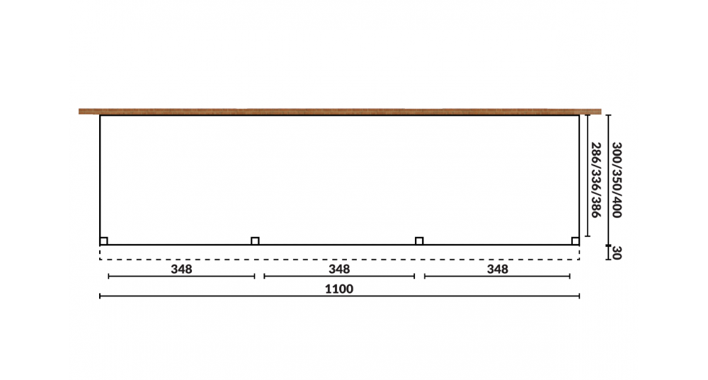 Aanbouwveranda Sublime plat dak - 1100 x 300 cm