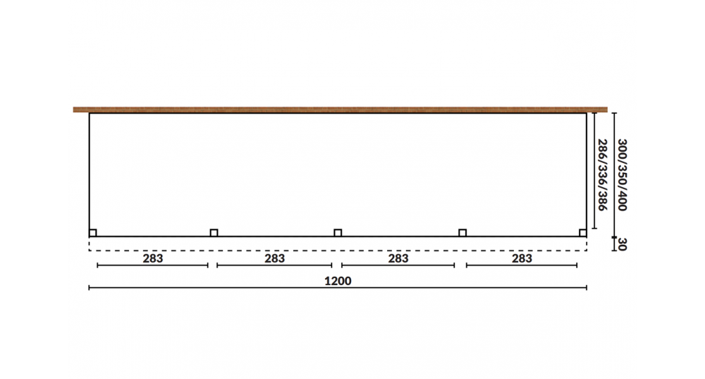 Aanbouwveranda Sublime plat dak - 1200 x 400 cm