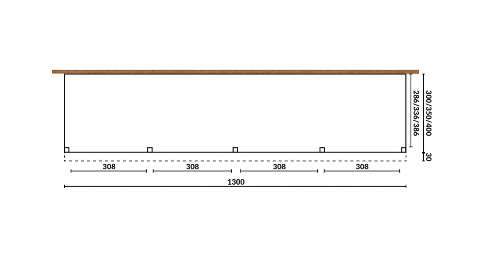 Aanbouwveranda Sublime plat dak - 1300 x 350 cm