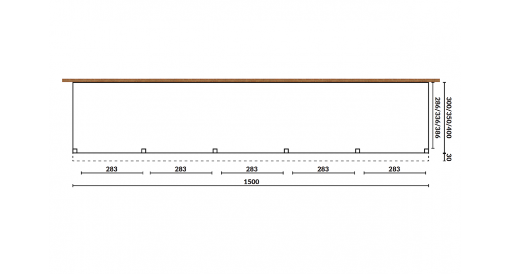 Aanbouwveranda Sublime plat dak - 1500 x 300 cm