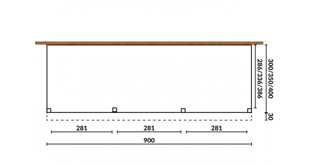 Aanbouwveranda Sublime plat dak - 900 x 400 cm