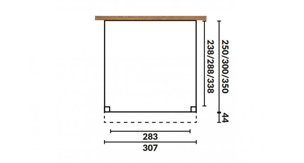 Aanbouwveranda Oblique schuin dak - 300 x 300 cm