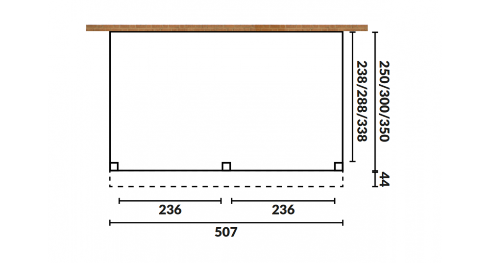 Aanbouwveranda Oblique schuin dak - 500 x 350 cm