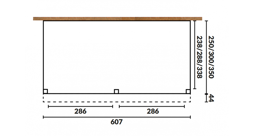 Aanbouwveranda Oblique schuin dak - 600 x 300 cm