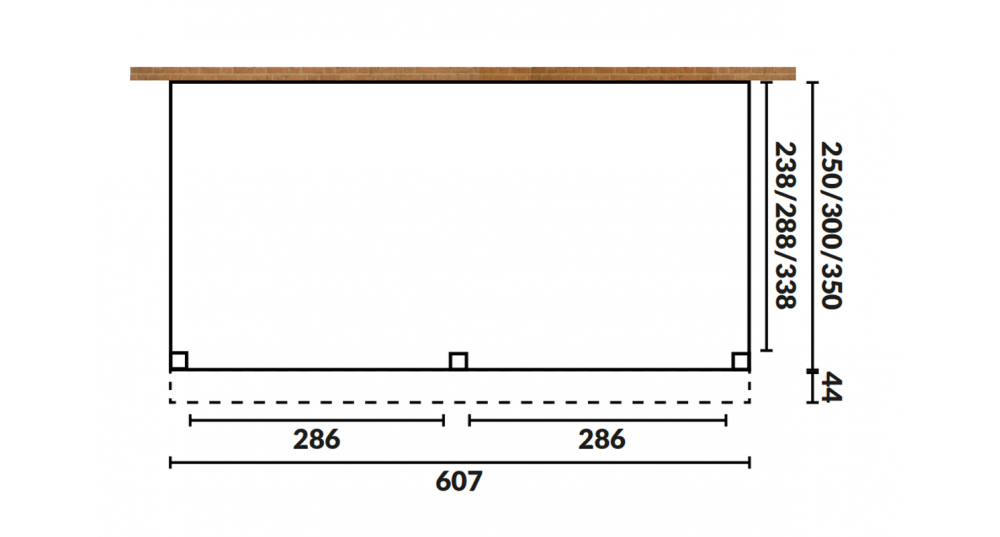 Aanbouwveranda Oblique schuin dak - 600 x 350 cm