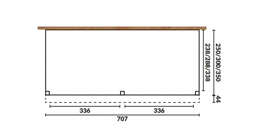 Aanbouwveranda Oblique schuin dak - 700 x 300 cm