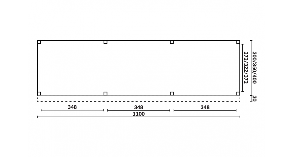 Buitenverblijf Sublime Plat dak - 1100 x 350 cm