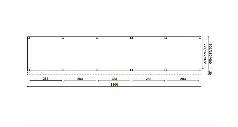 Buitenverblijf Sublime Plat dak - 1500 x 300 cm