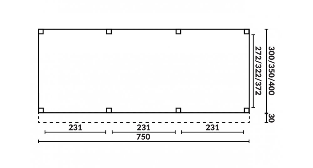 Buitenverblijf Sublime Plat dak - 750 x 300 cm