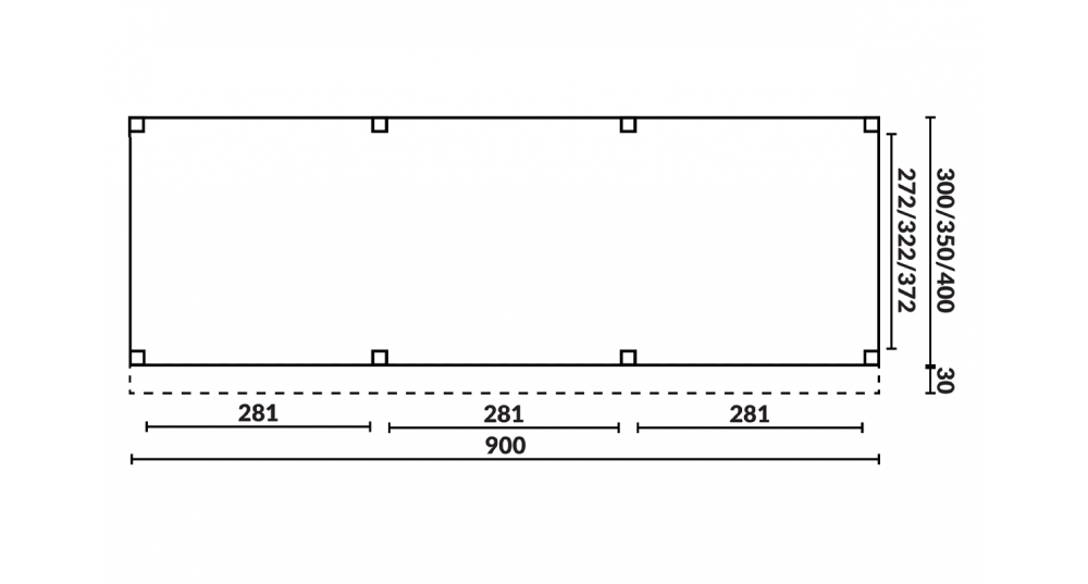 Buitenverblijf Sublime Plat dak - 900 x 400 cm